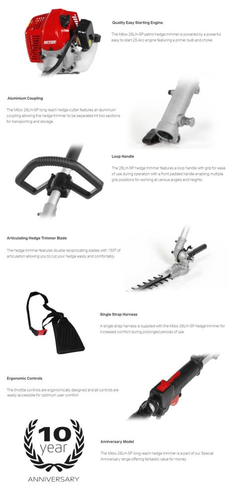 Mitox Petrol Long Reach Hedgetrimmer 25.4cc - 26LH-SP Mitox Petrol Long Reach Hedgetrimmer 25.4cc - 26LH-SP