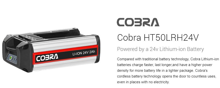 Cobra Cordless Long Reach Hedge Trimmer 24v 2-in-1 HT50LRH24V Cobra Cordless Long Reach Hedge Trimmer 24v 2-in-1 HT50LRH24V