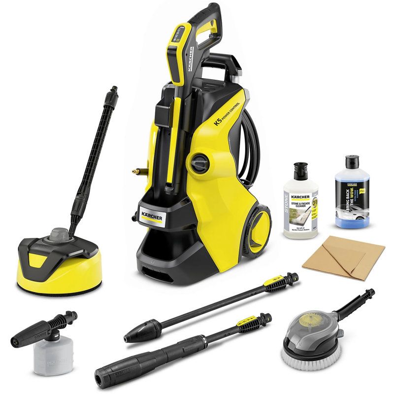 Karcher K5 Electric Pressure Washer with Trolley & T5 Patio Cleaner 145bar / 500 l/hr Karcher K5 Electric Pressure Washer with Trolley & T5 Patio Cleaner 145bar / 500 l/hr