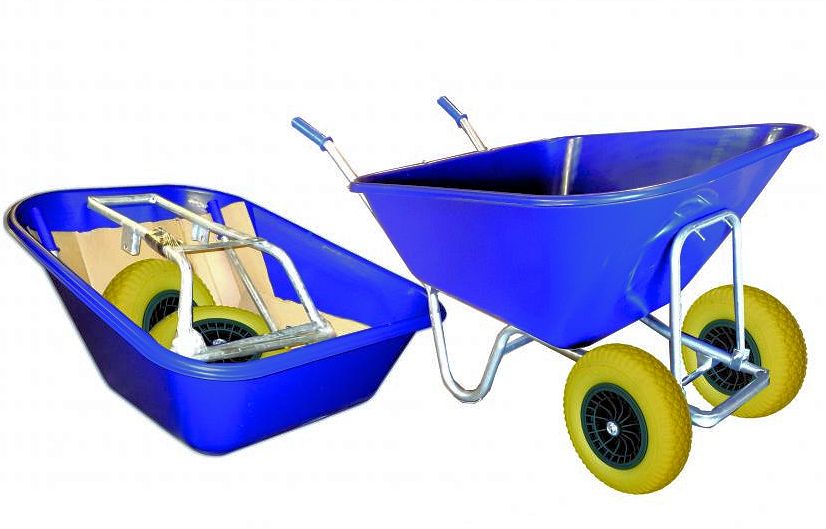 Big Blue Twin-Wheel Barrow with Flatproof Tyres 280L (Flatpack)