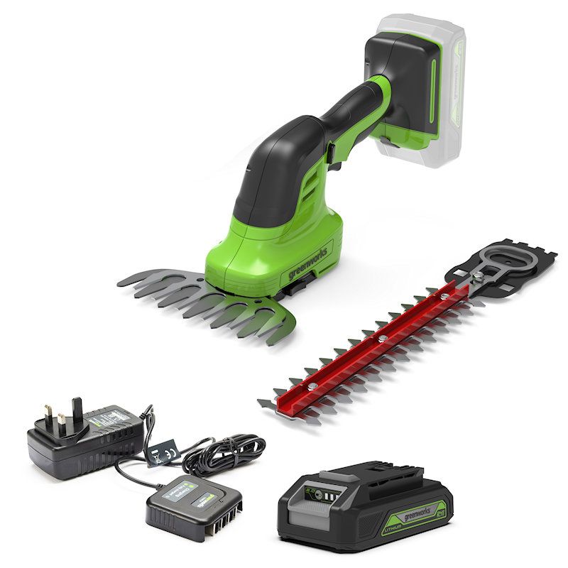 Greenworks G24SHTK2 24V Grass Shrub Shear KIT inc Battery and Charger Greenworks G24SHTK2 24V Grass Shrub Shear KIT inc Battery and Charger