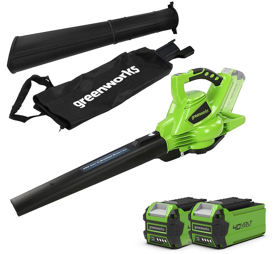 Greenworks 40v GD40BVIIK2X Cordless Leaf Blower Vac Kit (Inc 2 Batteries / charger) Greenworks 40v GD40BVIIK2X Cordless Leaf Blower Vac Kit (Inc 2 Batteries / charger)