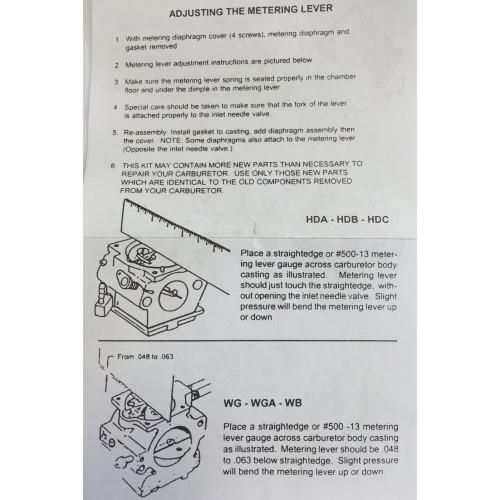 McCulloch Carb Repair Kit (without Primer Bulb) McCulloch Carb Repair Kit (without Primer Bulb)