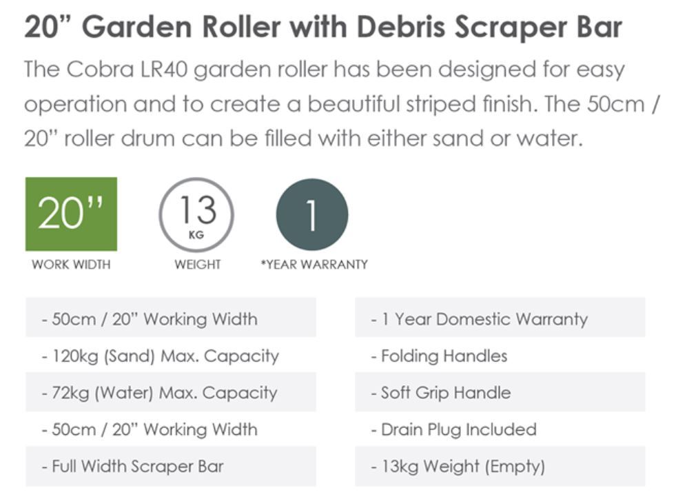 Cobra 50cm Garden Lawn Grass Roller
