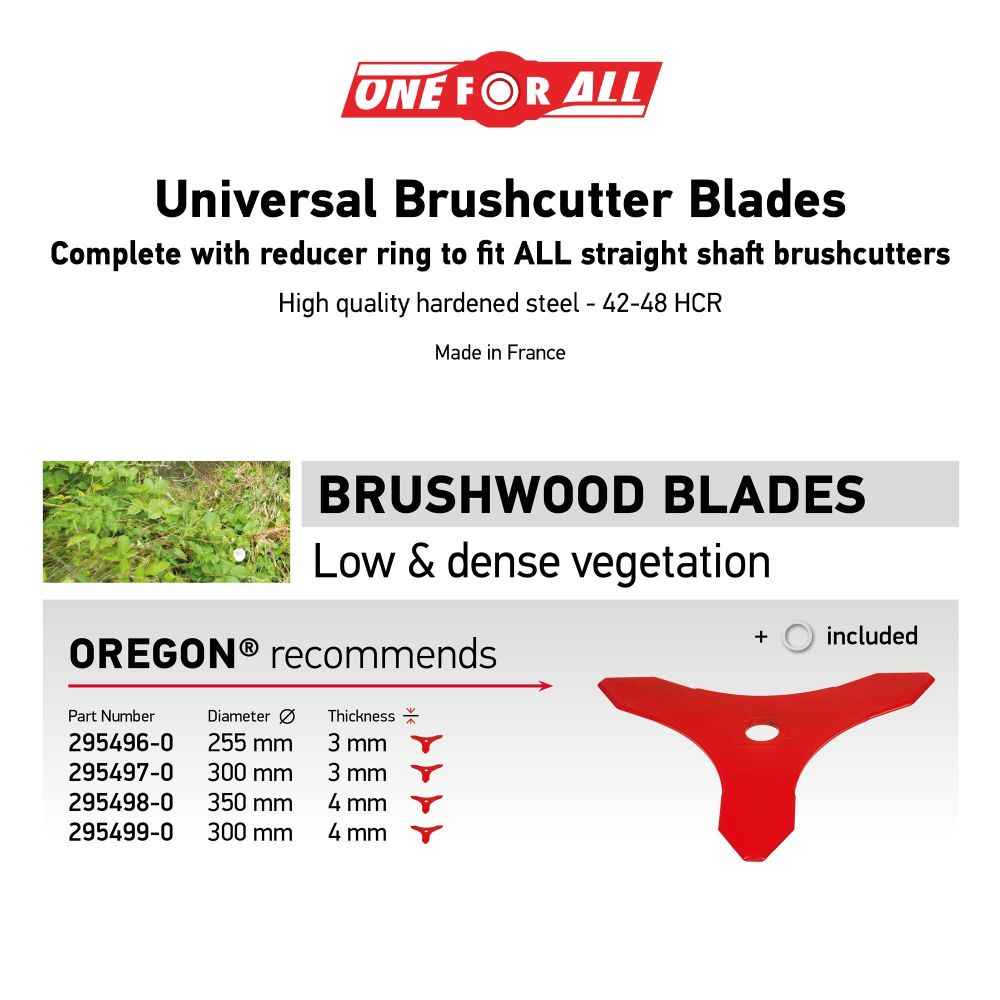 Oregon Universal 10in Tri-blade Brushcutter Blade 295496-0 - For Low and Dense Vegetation Oregon Universal 10in Tri-blade Brushcutter Blade 295496-0 - For Low and Dense Vegetation