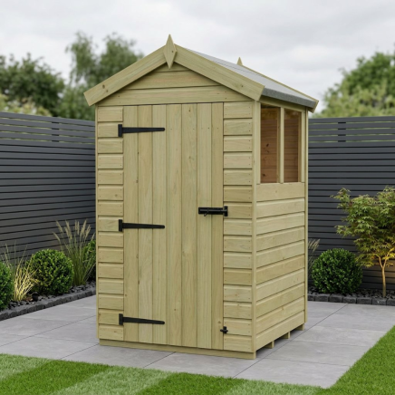 4 x 4 Apex Shed Single Door, With Windows