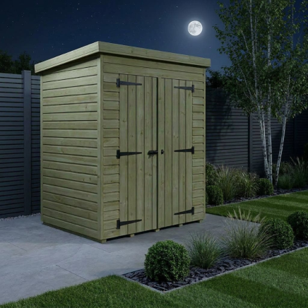 4 x 4 Pent Shed Double Door, No Windows