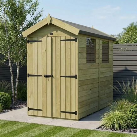 4 x 5 Apex Shed Double Door, With Windows