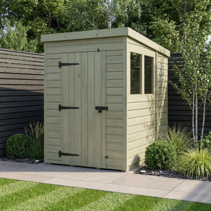 4 x 6 Pent Shed Single Door, With Windows