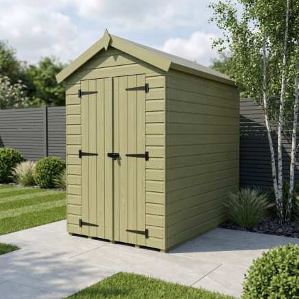 4 x 7 Apex Shed Double Door, No Windows