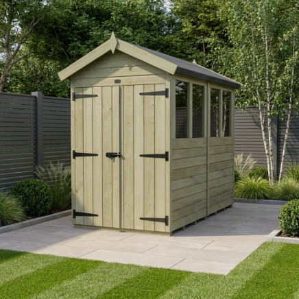 4 x 8 Apex Shed Double Door, With Windows