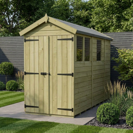 4 x 9 Apex Shed Double Door, With Windows