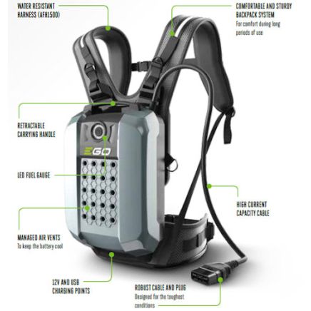 EGO Battery - Commercial Backpack Battery Kit + Harness + Battery Adaptor BAX1501