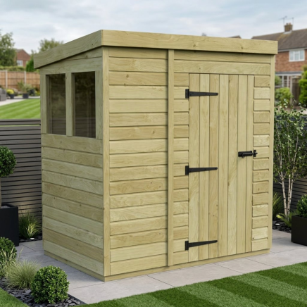 5 x 4 Pent Shed Single Door, With Windows