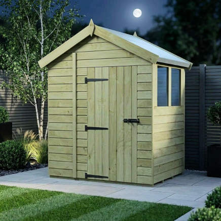 6 x 4 Apex Shed Single Door, With Windows