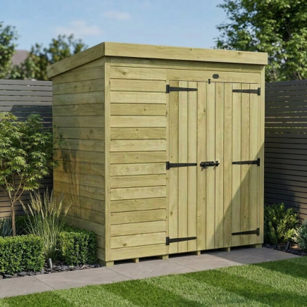 6 x 4 Pent Shed Double Door, No Windows