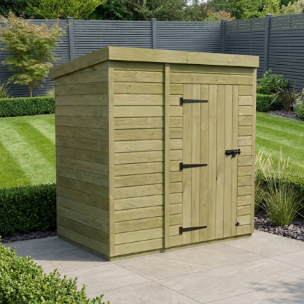6 x 4 Pent Shed Single Door, No Windows