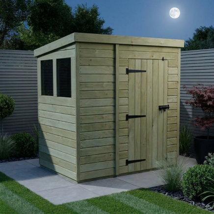 6 x 4 Pent Shed Single Door, With Windows