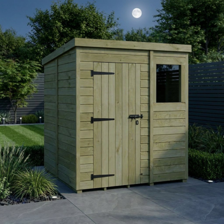 6 x 5 Pent Shed Single Door, With Windows