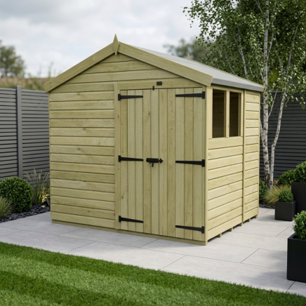 6 x 8 Apex Shed Double Door, With Windows