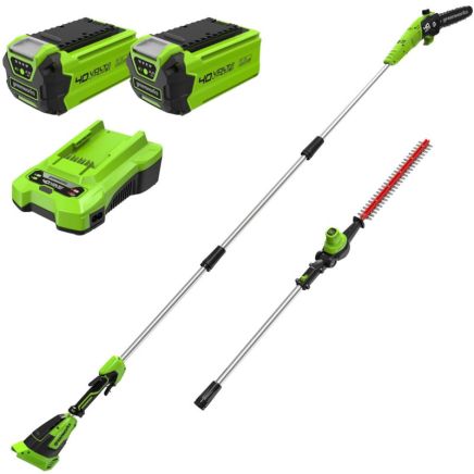 Greenworks Cordless Pole Saw & Hedge Trimmer KIT  40v / 51cm (inc 2 x 2Ah Battery & Charger)