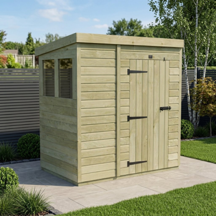 7 x 4 Pent Shed Single Door, With Windows
