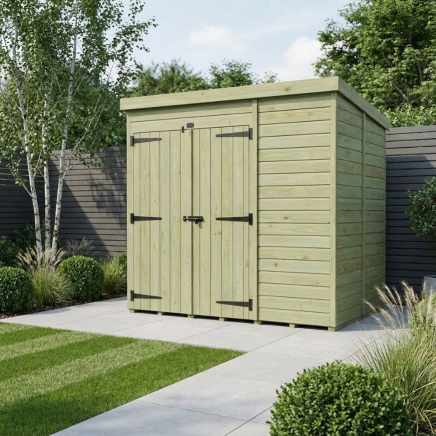 7 x 5 Pent Shed Double Door, No Windows