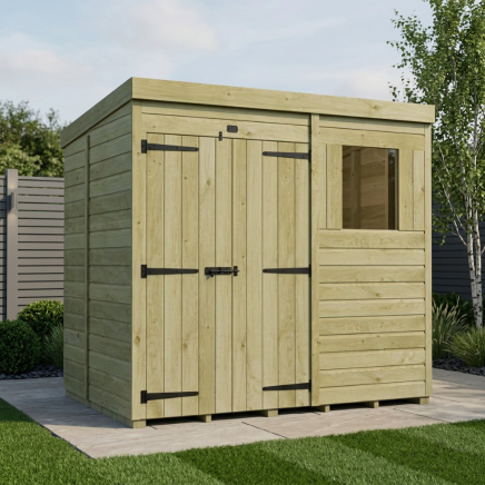 7 x 5 Pent Shed Double Door, With Windows
