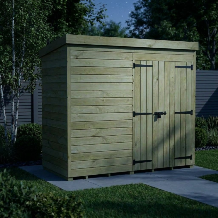 8 x 4 Pent Shed Double Door, No Windows