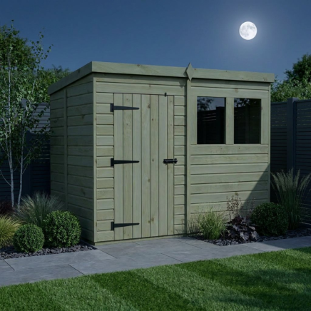 8 x 5 Pent Shed Single Door, With Windows