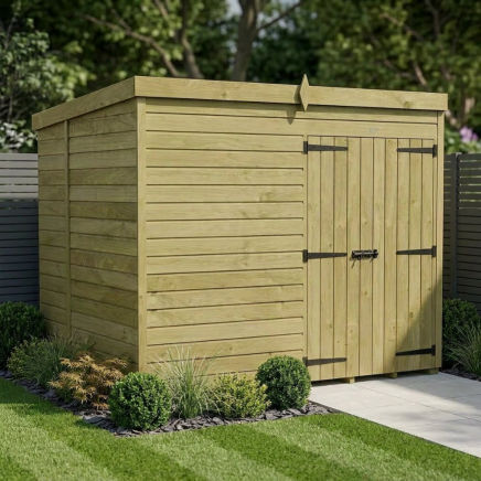 8 x 6 Pent Shed Double Door, No Windows