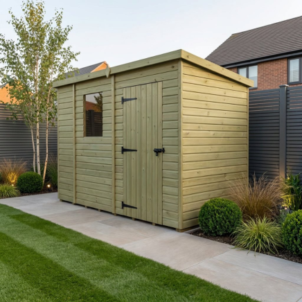 9 x 4 Pent Shed Single Door, With Windows
