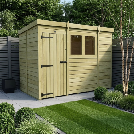 9 x 5 Pent Shed Single Door, With Windows