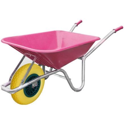 Polypropylene Barrow with Flatproof Tyre 90L - Pink