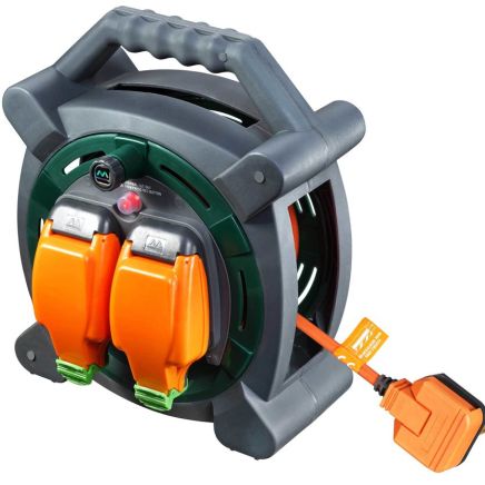 Power Reel  2 x Weatherproof Sockets with 20m Cable 13A  IP54