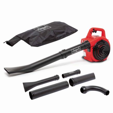 Scheppach LBH2600P 4-in-1 Leaf Blower Vacuum Shredder, 1.0hp Petrol Engine, 678m³/h Airflow, 268km/h Air Speed, 50L Collection Bag