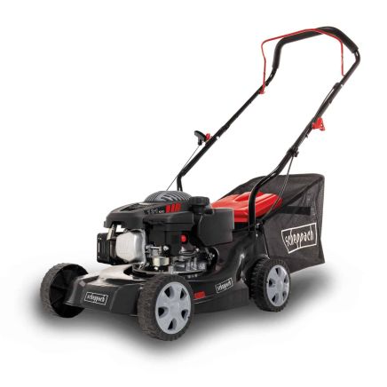 Scheppach MP132-40 Lawnmower, 3,3hp Petrol Engine, 40cm Cutting Width, 30–66mm Cutting Height, 35L Collection Bag