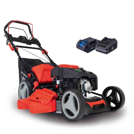 Scheppach MS225-53E Self-Propelled Lawnmower, 6.0hp Petrol Engine, 53cm Cutting Width, 75mm Cutting Height, 65L Collection Bag, Hybrid Start