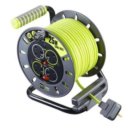 Medium Open Power Reel with 4 Sockets 25m Cable 13A