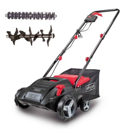 Scheppach SC32 Scarifier & Aerator, 1500W, 32cm Working Width, -12mm to +4mm Working Depth, 30L Collector, 2 Rollers