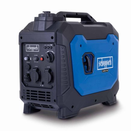 Scheppach SG3500i Portable Petrol Inverter Generator, 3500W Peak, 3000W Rated, 2x 230V Sockets