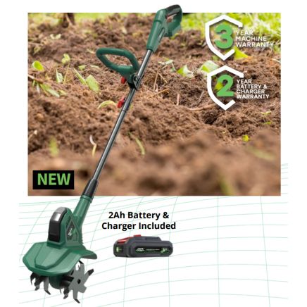 Webb Cordless Mini Tiller Cultivator Kit 20v 2Ah / 20cm