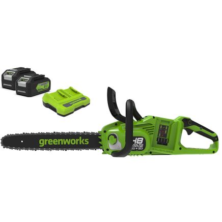 Greenworks GD24X2CS36K4X Cordless Chainsaw 48V (2 x 24V 4Ah) / 36cm Batteries and Charger