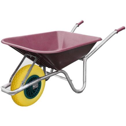 Polypropylene Barrow with Flatproof Tyre 90L - Burgundy