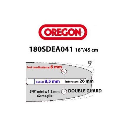 Oregon Single Rivet Chainsaw Bar 180SDEA041 18-inch