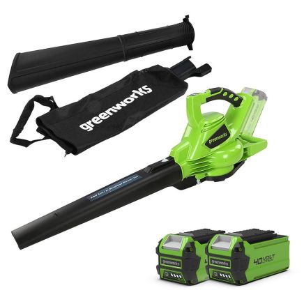 Greenworks 40v GD40BVIIK2X Cordless Leaf Blower Vac Kit (Inc 2 Batteries / charger)