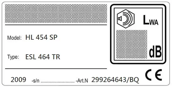 Homelite Dataplate Example (GGP)