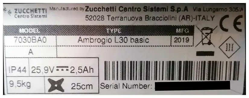 Ambrogio Dataplate Example Ambrogio Dataplate Example