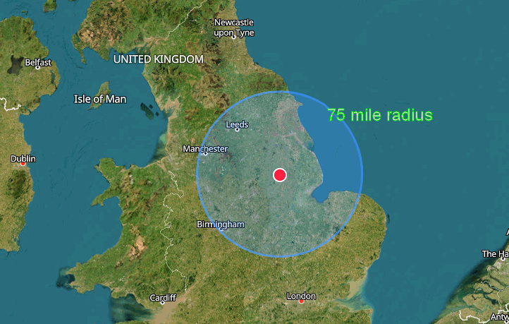 Approximate coverage area
